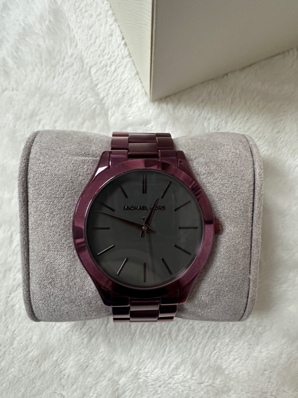 Michael Kors Women’s Purple Metal Bracelet Watch with Dark Gray Dial